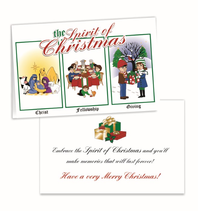 SPIRIT OF CHRISTMAS CARD PACK OF 50 CARDS WITH ENVELOPES